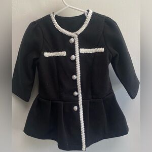 Black Peacoat with White Trim and Buttons almost new used for about 45 mins